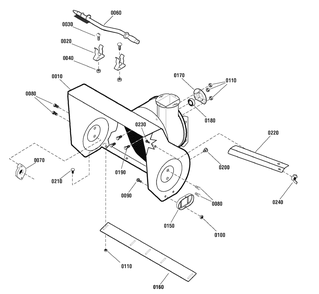 Auger Housing Group Diagram and Parts List for 1696083-M1227E 2011 Briggs and Stratton Snow Blower